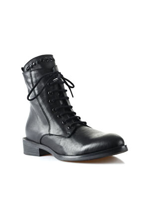 Bueno Shoes Siyah Deri Kadın Düz Bot 01wt2407
