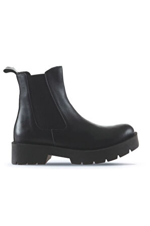 Bueno Shoes Siyah Deri Kadın Düz Bot 01wt2506