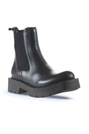 Bueno Shoes Siyah Deri Kadın Düz Bot 01wt2506