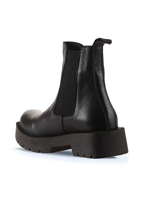 Bueno Shoes Siyah Deri Kadın Düz Bot 01wt2506