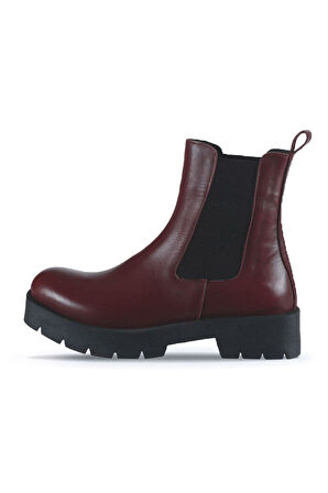 Bueno Shoes Bordo Deri Kadın Düz Bot 01wt2506