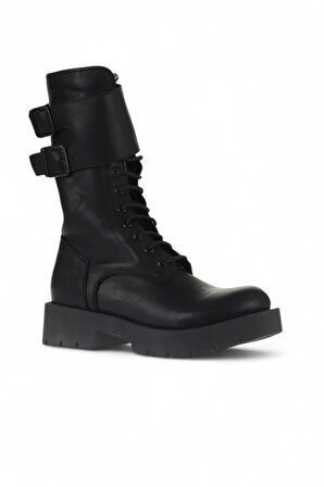 Bueno Shoes Siyah Deri Kadın Düz Bot 01wt2513