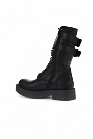 Bueno Shoes Siyah Deri Kadın Düz Bot 01wt2513