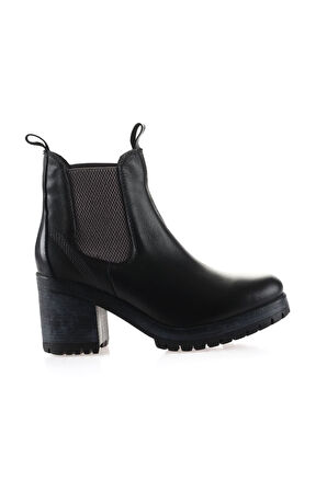 Bueno Shoes Siyah Deri Kadın Topuklu Bot 01wt3700