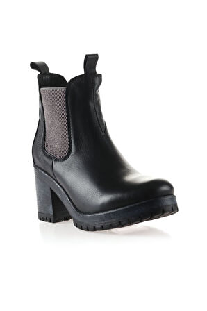 Bueno Shoes Siyah Deri Kadın Topuklu Bot 01wt3700