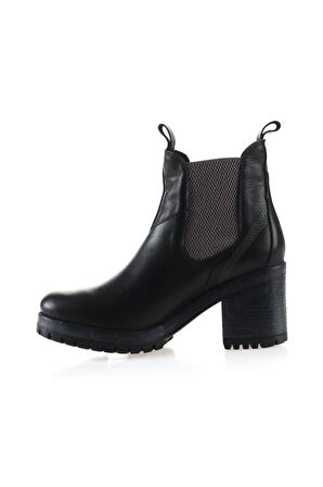 Bueno Shoes Siyah Deri Kadın Topuklu Bot 01wt3700