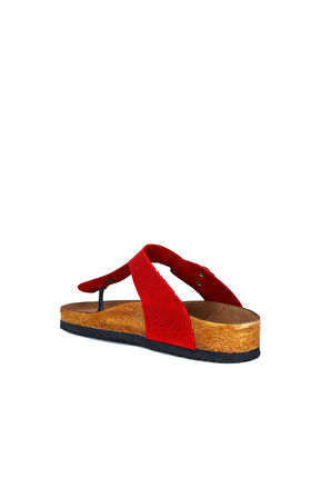 Bueno Shoes Kırmızı Greyzi Deri Kadın Parmak Arası Terlik 05wt101
