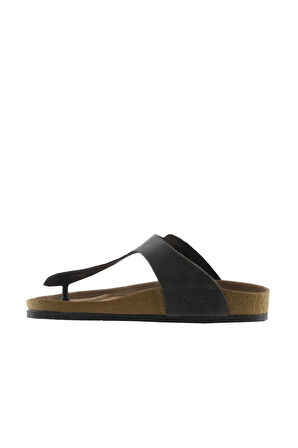 Bueno Shoes Asfalt Greyzi Deri Erkek Parmak Arası Terlik 05mt101