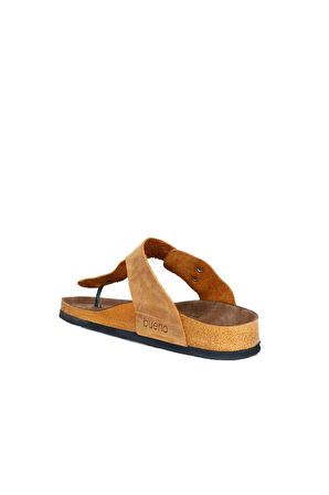 Bueno Shoes Sarı Greyzi Deri Erkek Parmak Arası Terlik 05mt101