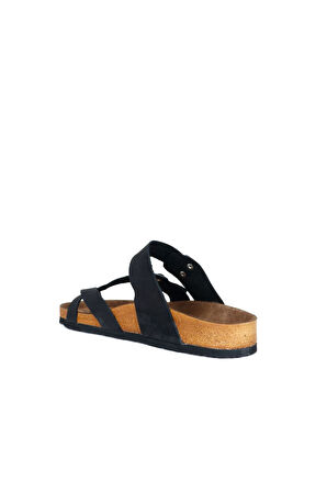 Bueno Shoes Siyah Greyzi Deri Erkek Parmak Arası Terlik 05mt102