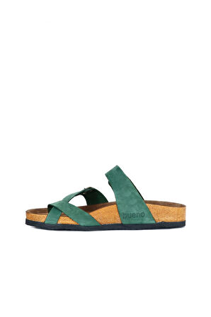 Bueno Shoes Yeşil Nubuk Deri Erkek Parmak Arası Terlik 05mt102
