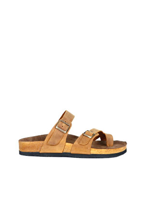 Bueno Shoes Sarı Greyzi Deri Erkek Parmak Arası Terlik 05mt102
