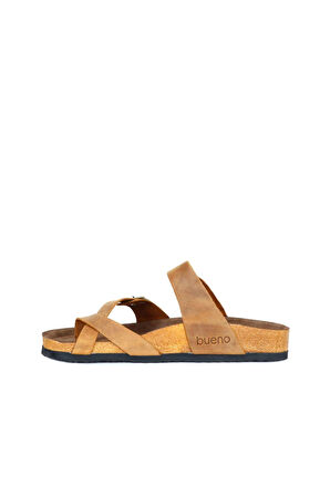 Bueno Shoes Sarı Greyzi Deri Erkek Parmak Arası Terlik 05mt102