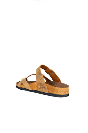 Bueno Shoes Sarı Greyzi Deri Erkek Parmak Arası Terlik 05mt102