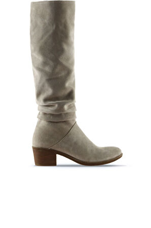 Bueno Shoes Bej Süet Kadın Topuklu Çizme 01wp1201