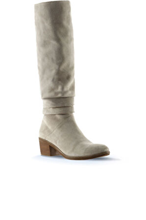 Bueno Shoes Bej Süet Kadın Topuklu Çizme 01wp1201