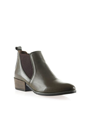 Bueno Shoes Haki Deri Kadın Topuklu Bot 01wp1303