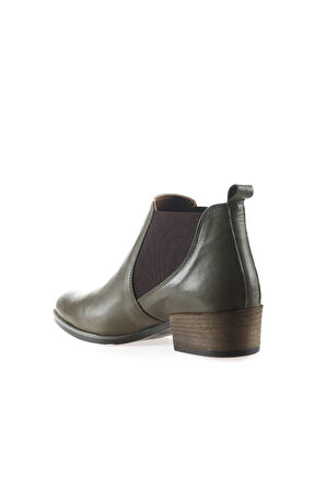 Bueno Shoes Haki Deri Kadın Topuklu Bot 01wp1303
