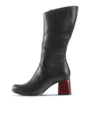 Bueno Shoes Siyah Frc Deri Kadın Topuklu Çizme 01wp1406
