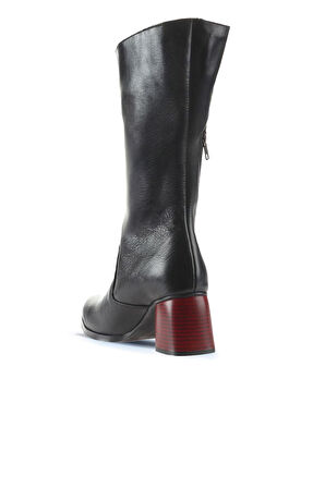 Bueno Shoes Siyah Frc Deri Kadın Topuklu Çizme 01wp1406