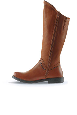 Bueno Shoes Taba Deri Kadın Düz Çizme 01wp2407