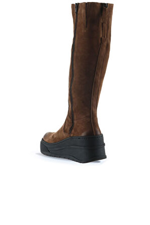 Bueno Shoes Vizon Nubuk Kadın Dolgu Topuklu Çizme 01wp2800