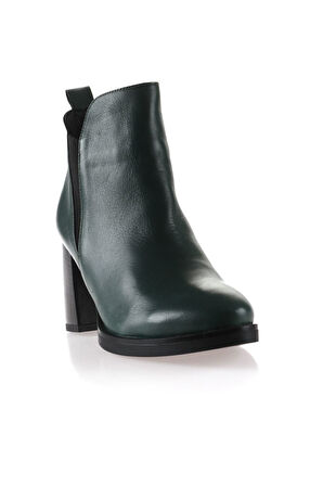 Bueno Shoes Yeşil Deri Kadın Topuklu Bot 01wp3304