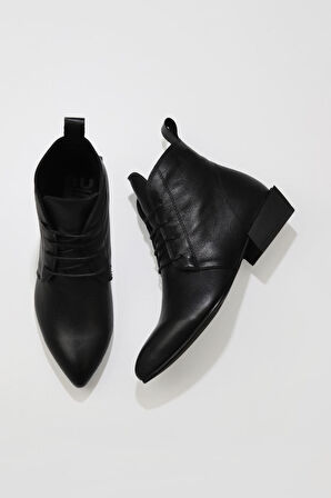 Bueno Shoes Siyah Deri Kadın Topuklu Bot 01wp7100