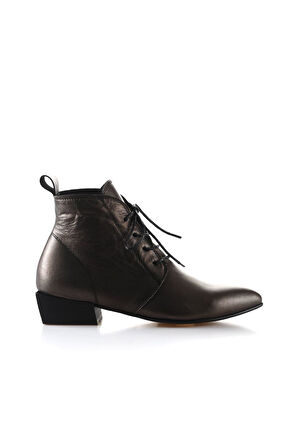Bueno Shoes Gri Deri Kadın Topuklu Bot 01wp7100