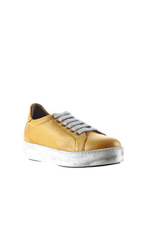 Bueno Shoes Sarı Deri Kadın Dolgu Topuklu Ayakkabı 01wr1909