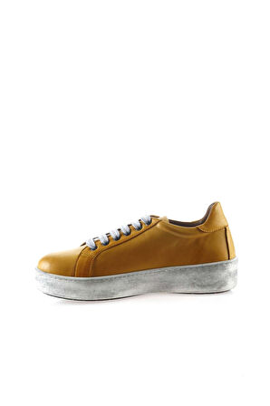 Bueno Shoes Sarı Deri Kadın Dolgu Topuklu Ayakkabı 01wr1909