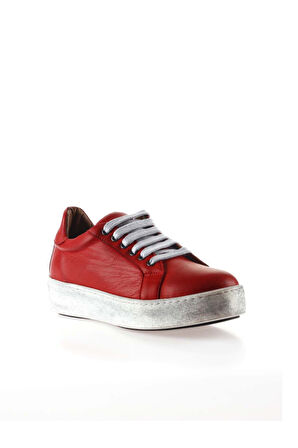 Bueno Shoes Kırmızı Deri Kadın Dolgu Topuklu Ayakkabı 01wr1909