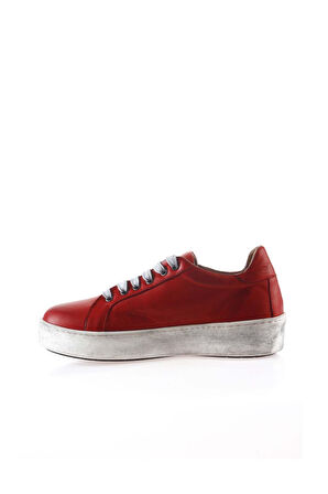 Bueno Shoes Kırmızı Deri Kadın Dolgu Topuklu Ayakkabı 01wr1909