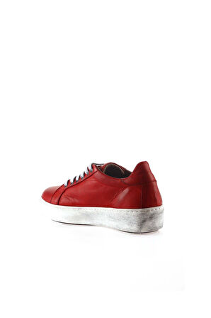 Bueno Shoes Kırmızı Deri Kadın Dolgu Topuklu Ayakkabı 01wr1909