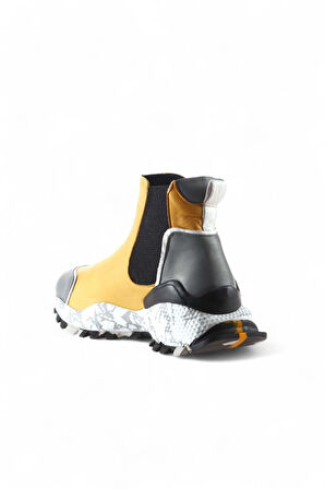 Bueno Shoes Gri Beyaz-sarı Deri Kadın Spor Bot 01wr2110