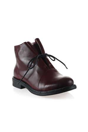 Bueno Shoes Bordo Deri Kadın Düz Bot 01wr3708