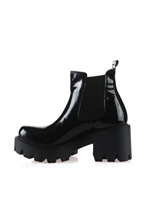 Bueno Shoes Siyah Açma Deri Kadın Topuklu Bot 01wr3906