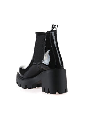 Bueno Shoes Siyah Açma Deri Kadın Topuklu Bot 01wr3906