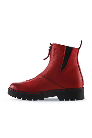 Bueno Shoes Kırmızı Flotter Deri Kadın Düz Bot 01wr4903