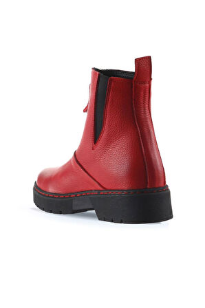 Bueno Shoes Kırmızı Flotter Deri Kadın Düz Bot 01wr4903