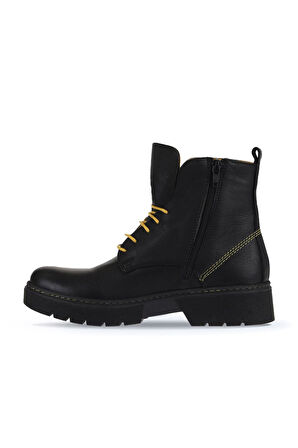 Bueno Shoes Siyah Sarı Flotter Deri Kadın Düz Bot 01wr4905