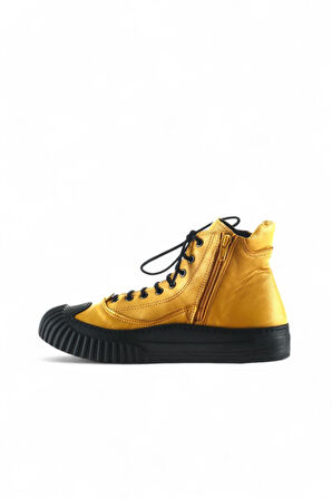 Bueno Shoes Sarı Deri Kadın Spor Bot 01wr6800