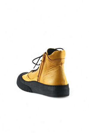 Bueno Shoes Sarı Deri Kadın Spor Bot 01wr6800