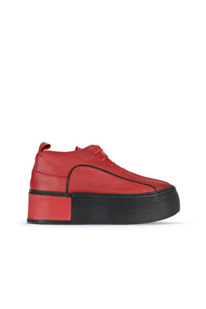 Bueno Shoes Kırmızı Deri Kadın Dolgu Topuklu Ayakkabı 01ws7001