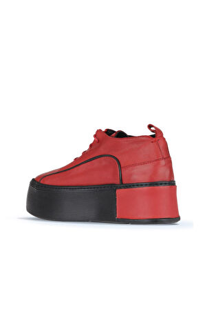 Bueno Shoes Kırmızı Deri Kadın Dolgu Topuklu Ayakkabı 01ws7001