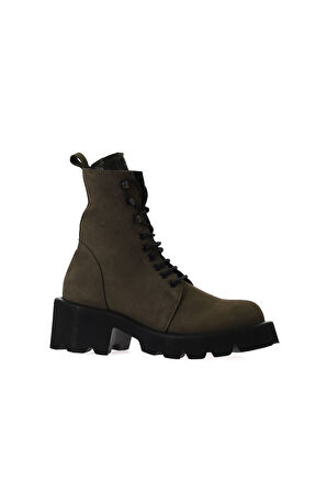 Bueno Shoes Haki Nubuk Kadın Düz Bot 01wt1700