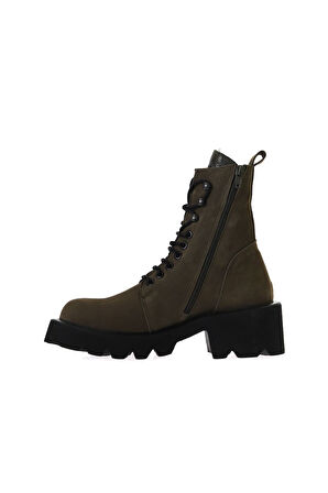 Bueno Shoes Haki Nubuk Kadın Düz Bot 01wt1700