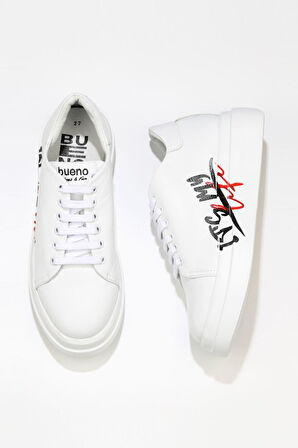 Bueno Shoes Beyaz Deri Kadın Spor Ayakkabı 01wt4700