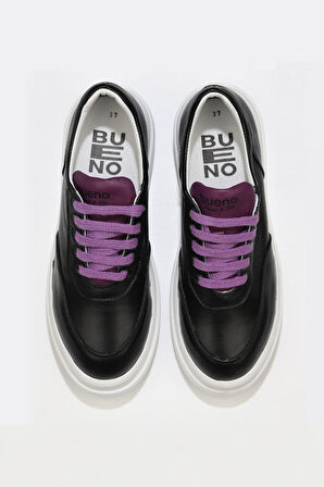 Bueno Shoes Siyah Lila Deri Kadın Sneakers 01wt4704