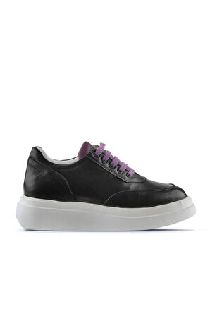 Bueno Shoes Siyah Lila Deri Kadın Sneakers 01wt4704
